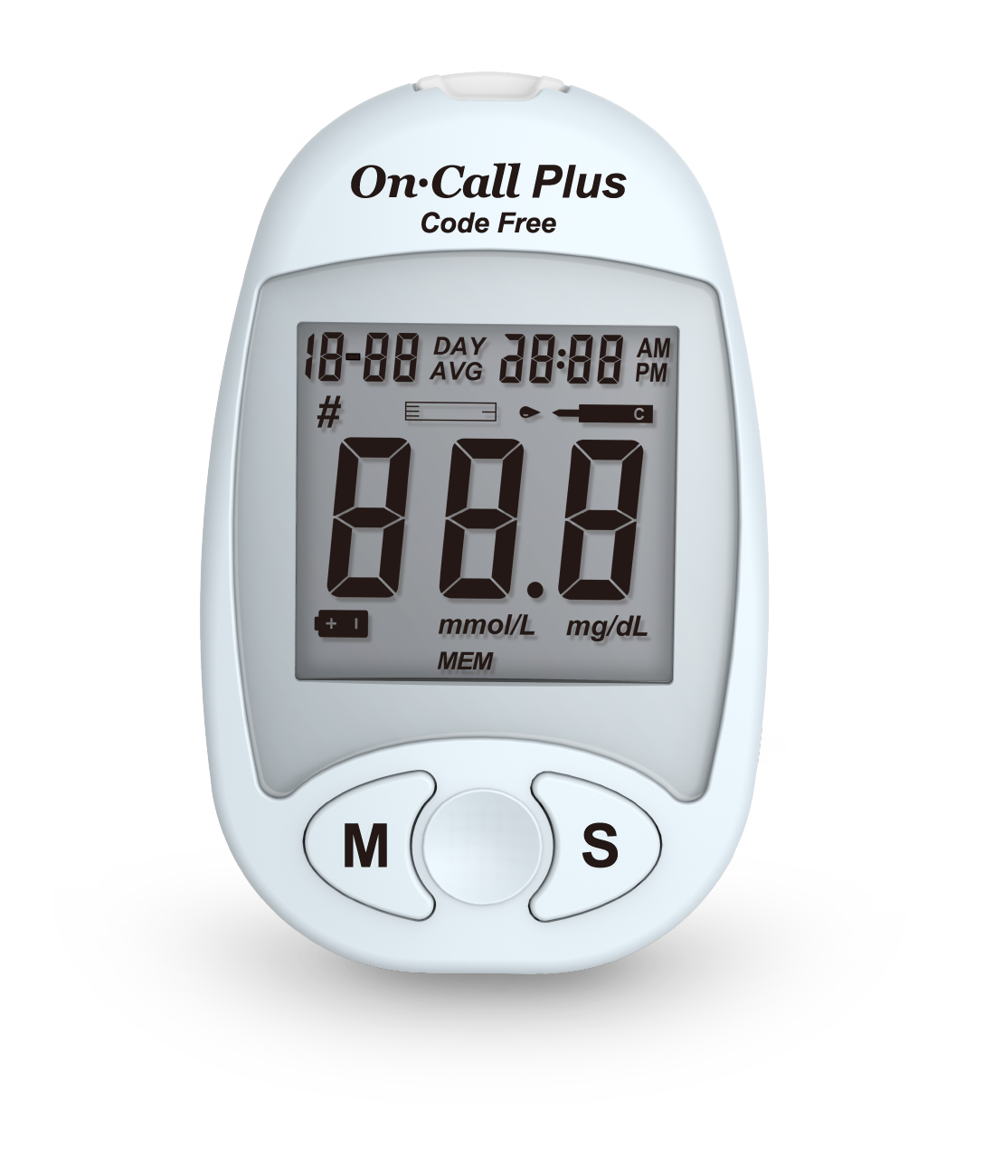 White On Call Plus Code Free blood glucose meter